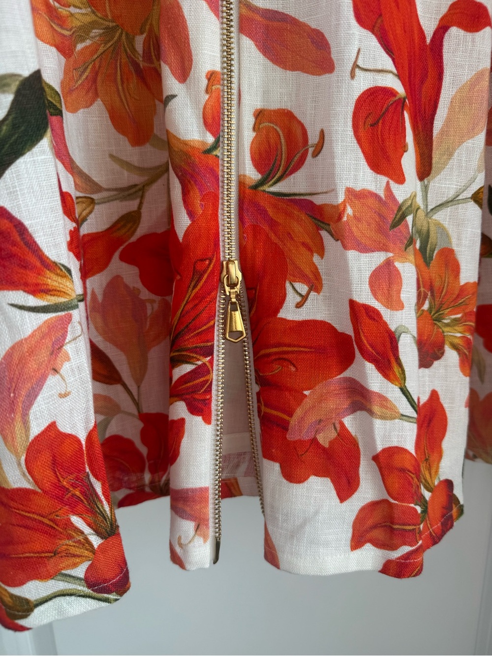 Zimmermann Tranquility Red Lilly Zip Linen Midi Dress US12/UK16/AU4 - Picture 10 of 15